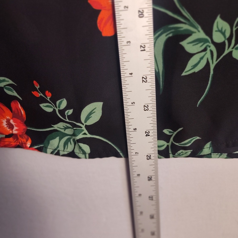 Old Navy Black Floral Smocked Neck Bell Sleeve Blouse Top Large - Picture 6 of 8